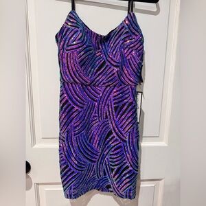 NEW Morgan & Co. black iridescent sequin mini dress size 7 style 13039